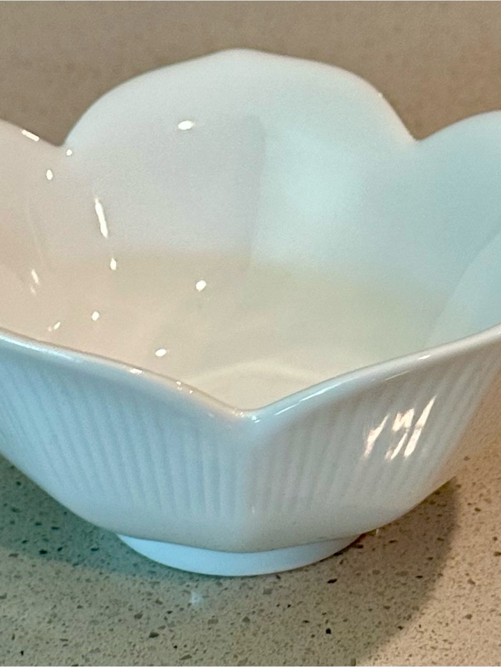 Pier 1 White Floral Scalloped Ceramic Bowl